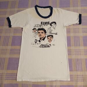 Vtg Elvis Presley 1970s 1977 Sun Marketing Childhood Kid Ringer T Shirt Rare